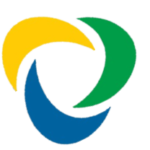 Colorful three-swoosh circular logo with yellow, green, and blue segments.