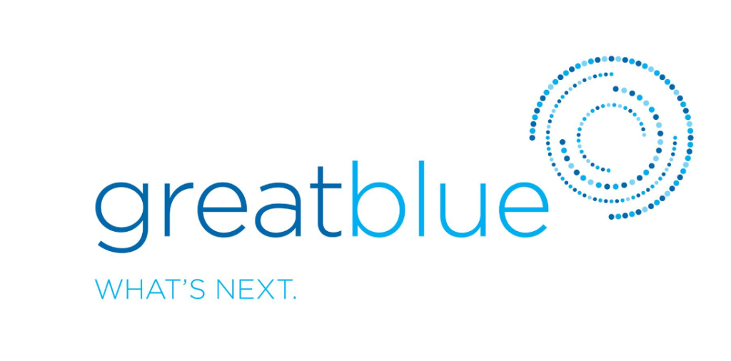 greatblue logo with a circular dotted emblem to the right and the phrase WHAT'S NEXT.